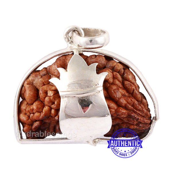 1 Mukhi Rudraksha in Pure Silver Kalash Pendant - Bead No. 63