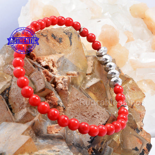 8mm Red Coral Beaded Bracelet w/ Logo Ring – King Baby