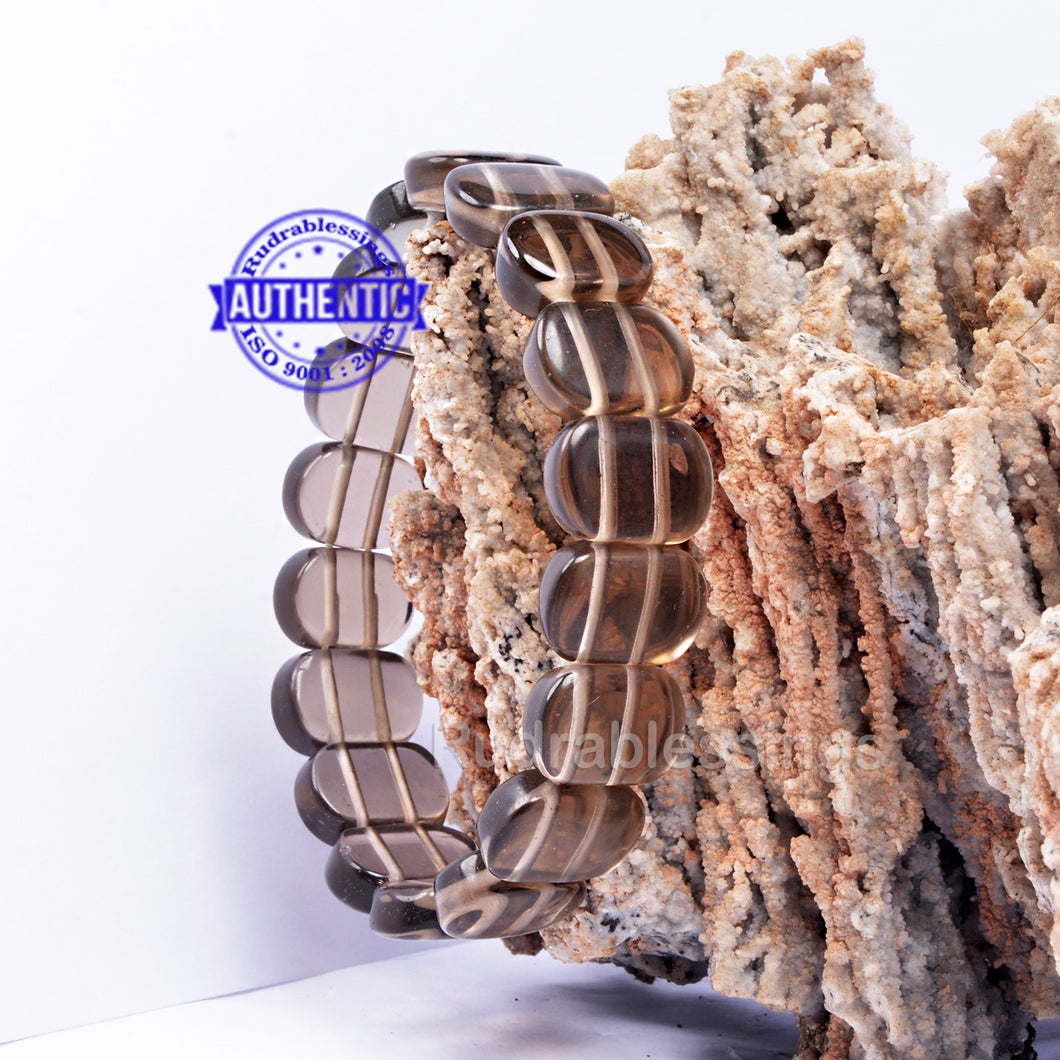 Smoky Quartz Gold Tennis Bracelet | JewelryShuk