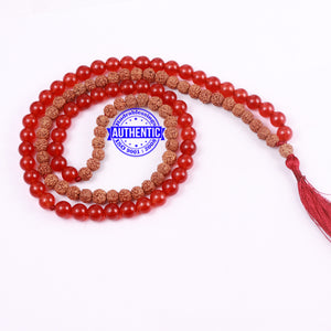 Red Aventurine Stone + Rudraksha Mala - 2