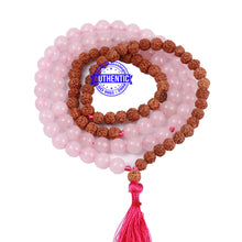 Load image into Gallery viewer, Rose Quartz Stone + Rudraksha Mala - 2
