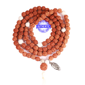 Howlite + Rudraksha Mala with Leaf accessory - 1