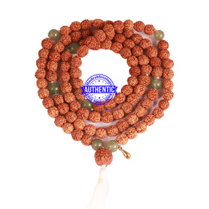 Green Aventurine + Rudraksha Mala with Gada accessory - 1