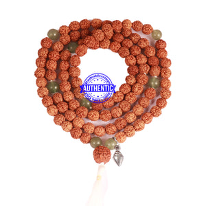 Green Aventurine + Rudraksha Mala with Shankh accessory - 1