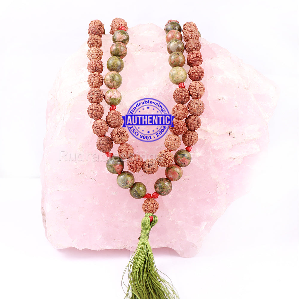 Unakite Stone + Rudraksha Mala